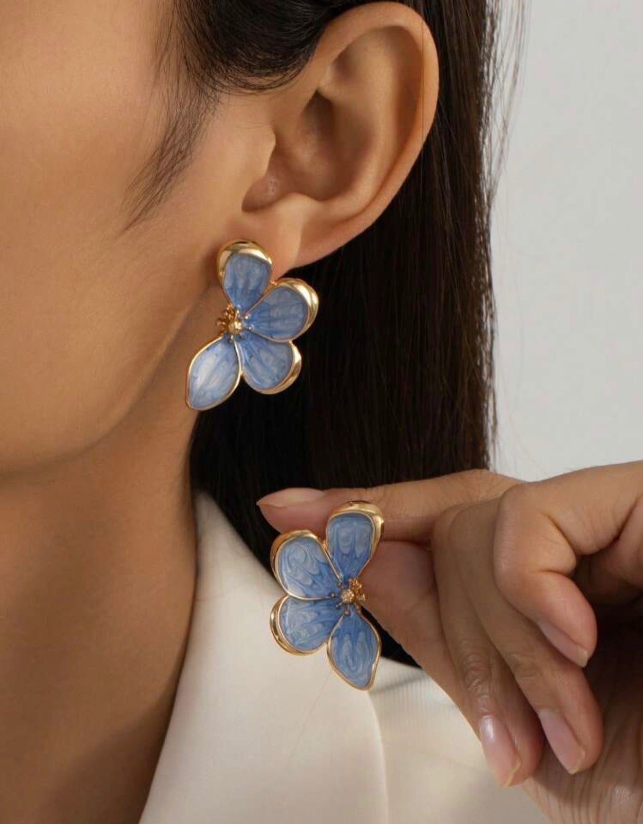 Hand-painted Enamel Flower Earrings