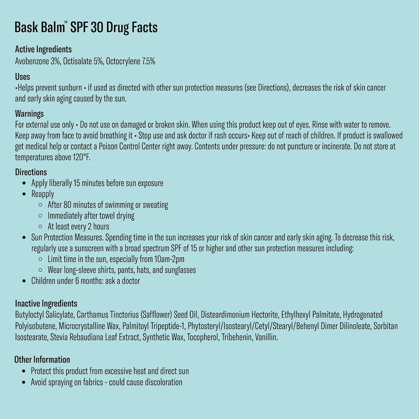 Bask Balm - SPF 30 Vanilla Lip Balm