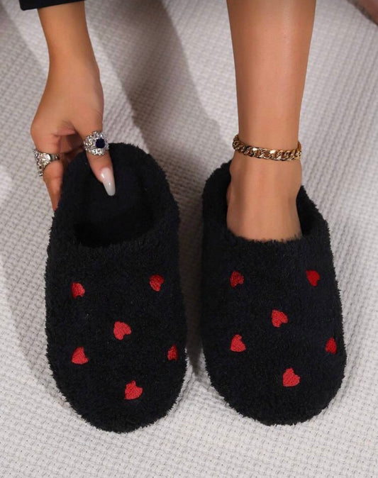 Black Heart Slippers
