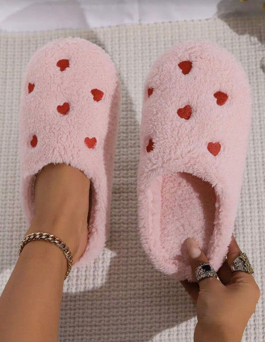 Pink Heart Slippers