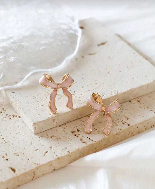 Pink Bow Earrings