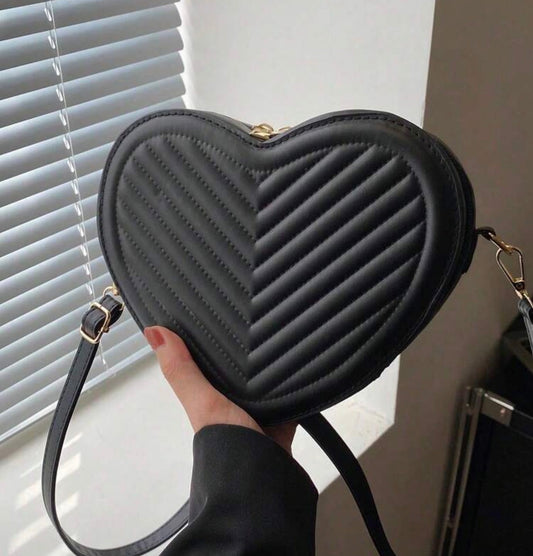 Black Embossed Heart Purse