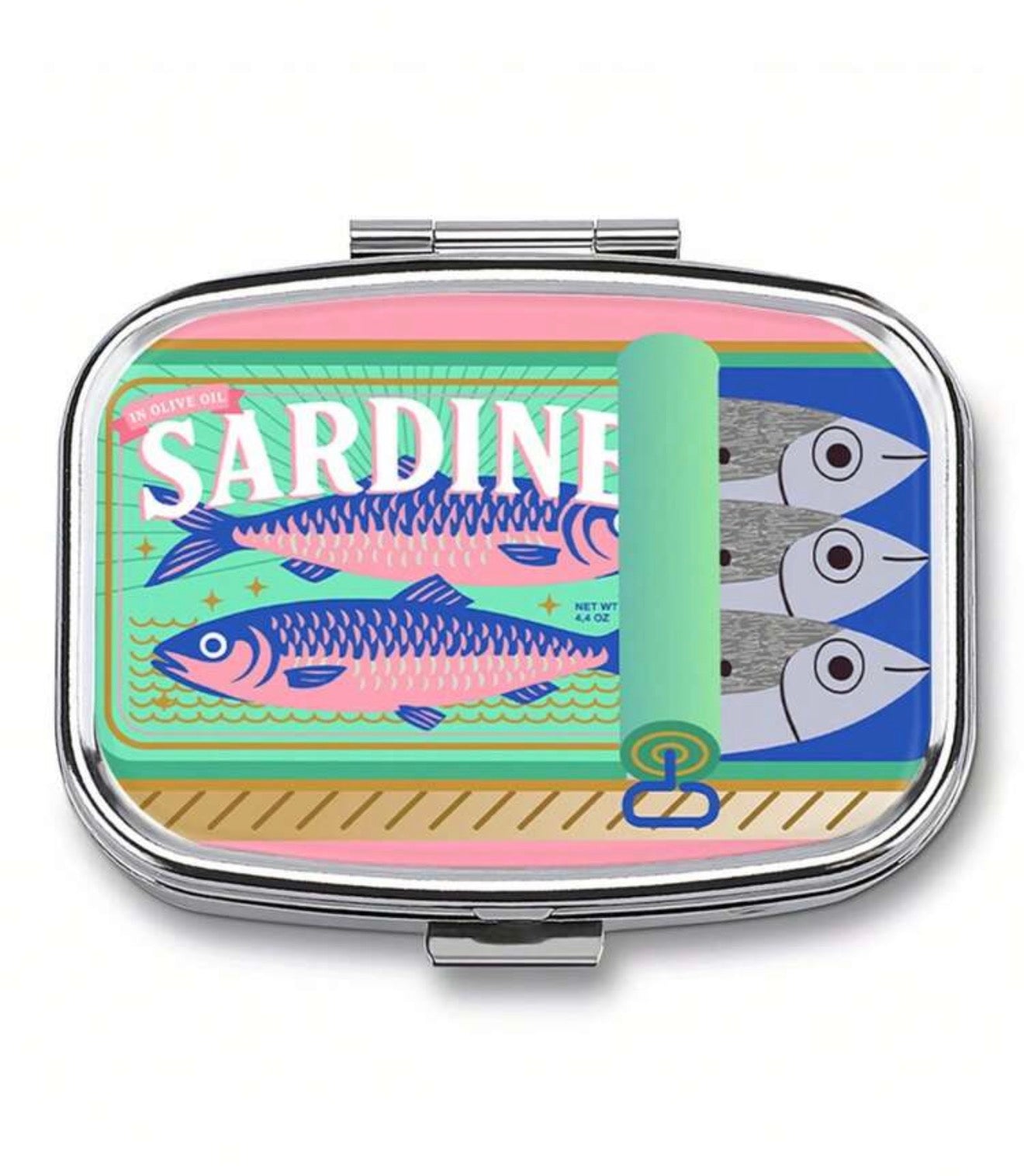 Vintage Sardine Metal Pill Box
