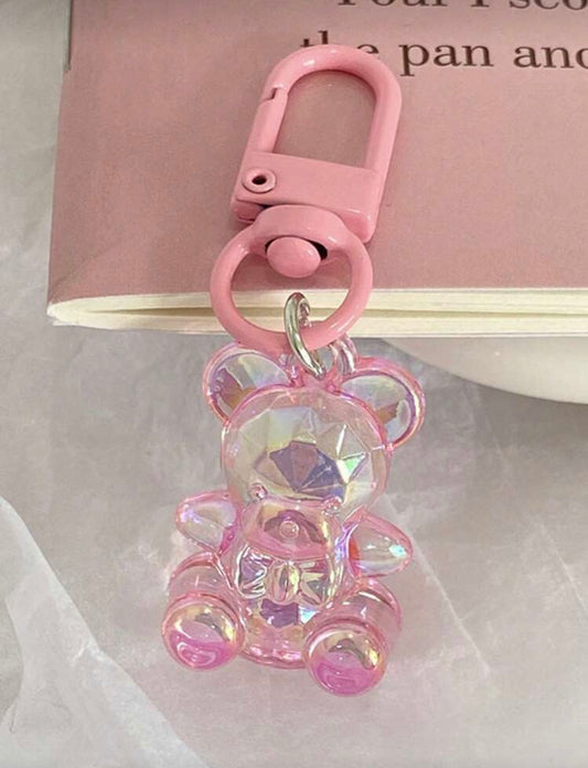 Pink Acrylic Gummy Bear Keychain