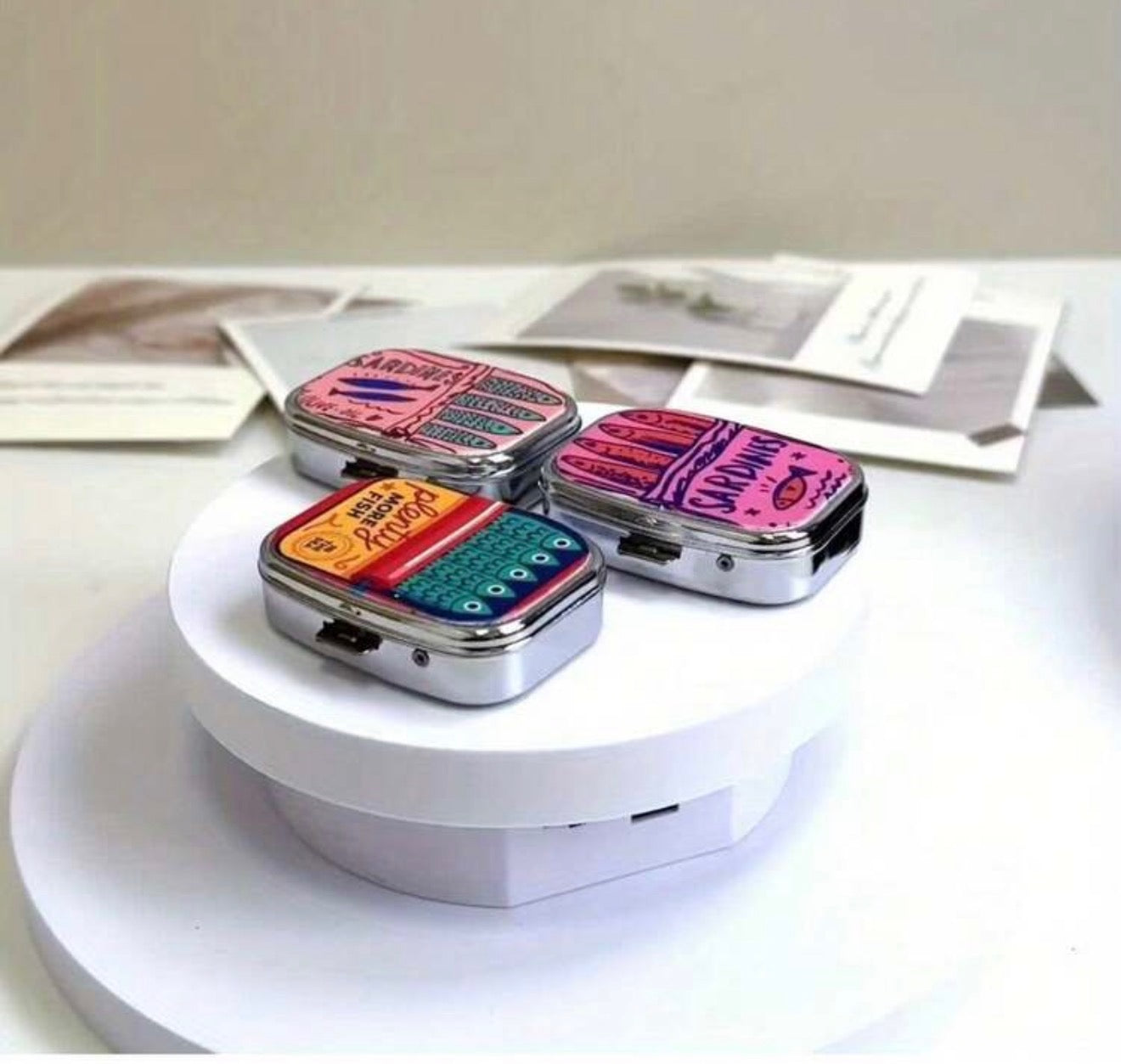 Vintage Sardine Metal Pill Box