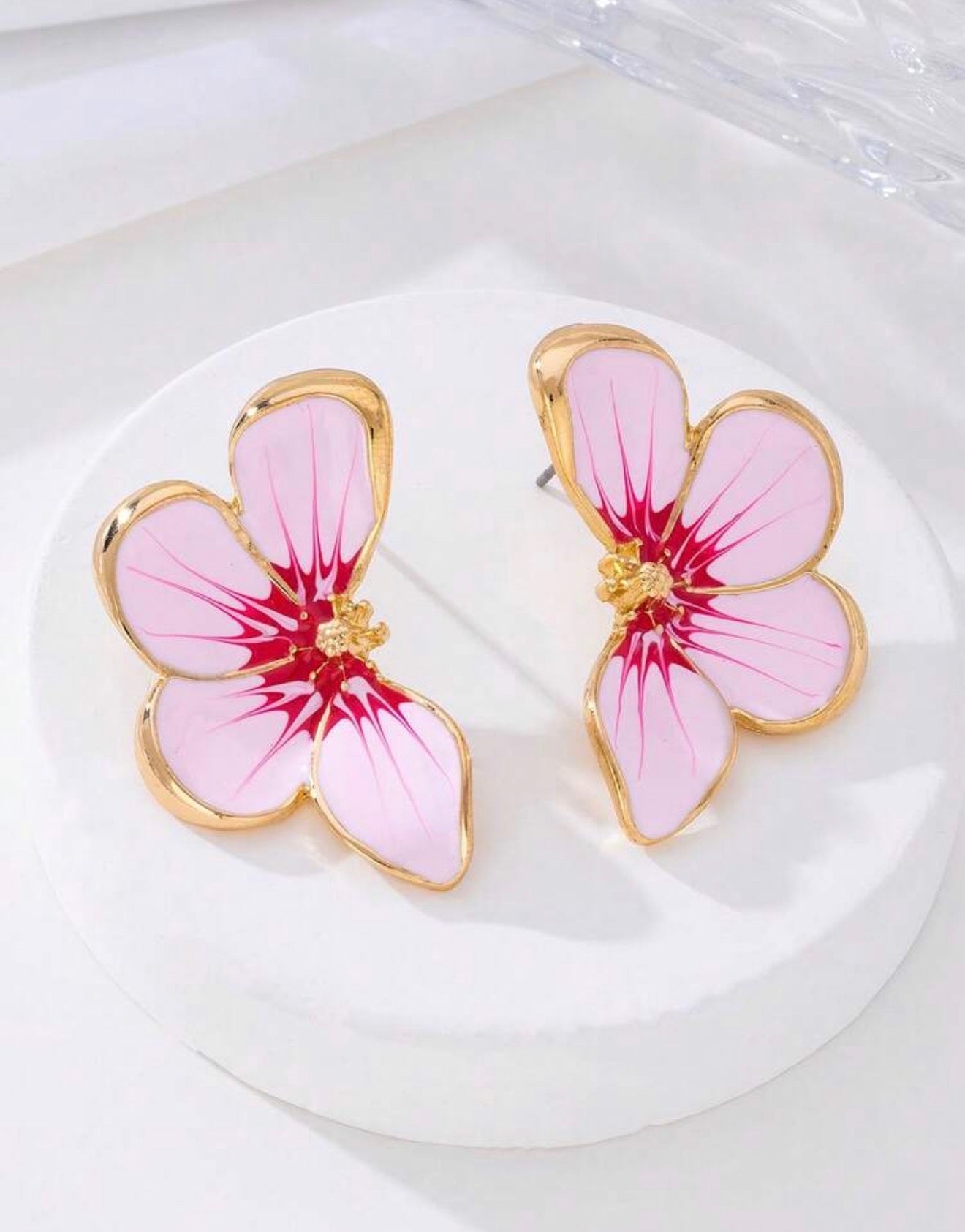 Hand-painted Enamel Flower Earrings