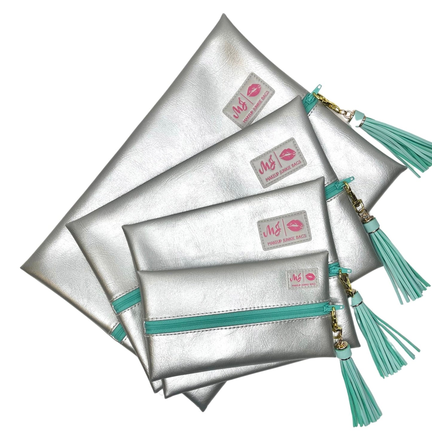 Makeup Junkie Silver Lining - Mint Makeup Bag
