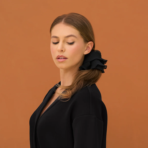 Kitsch Black Pleated Scrunchie