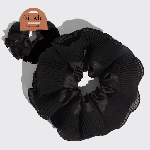 Kitsch Black Pleated Scrunchie